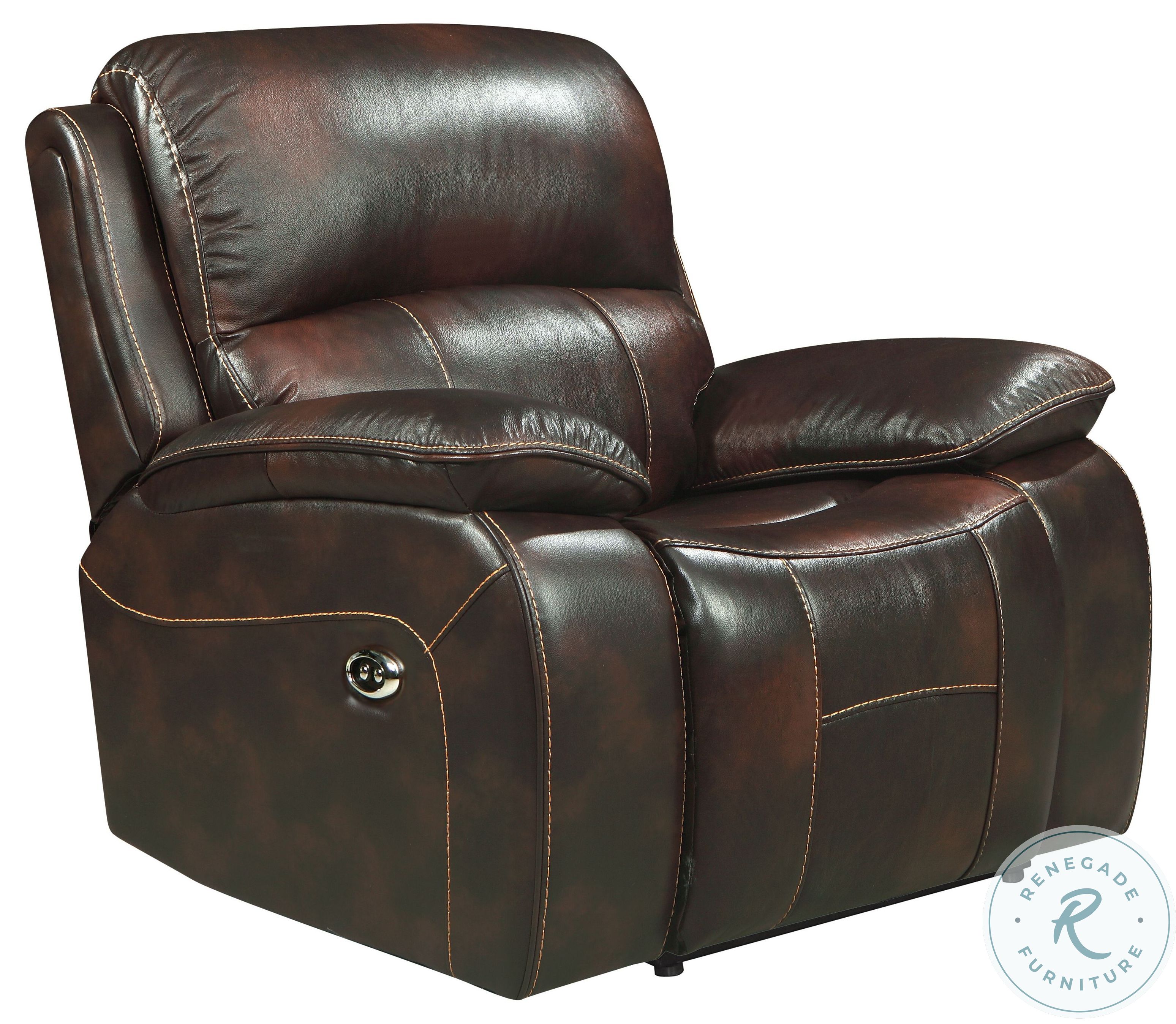 Mahala Brown Power Reclining Chair From, Dark Brown Real Leather Recliner Chair