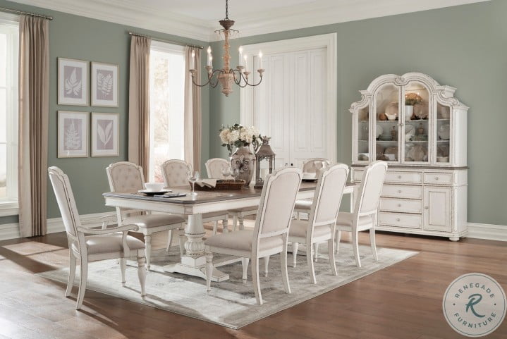 Brown Cherry Extendable Dining Room Set, Brown And White Dining Room Sets