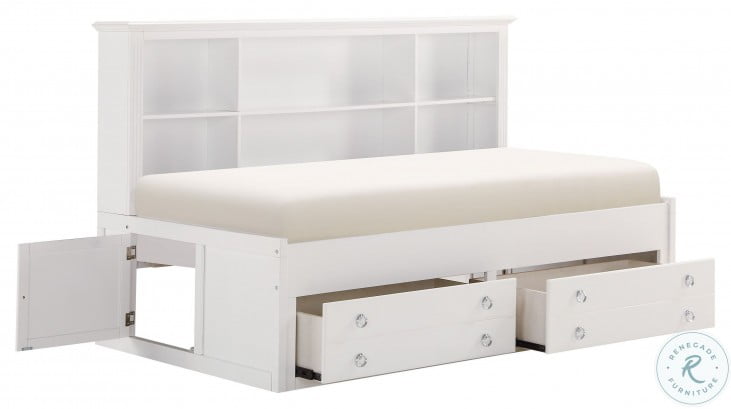 Full Lounge Bookcase Storage Bed, White Full Bookcase Bed With Storage