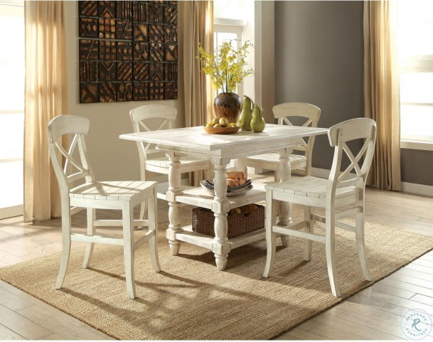 Regan Farmhouse White Extendable, Counter Height Extendable Dining Table White