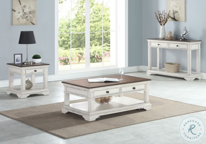 Anastasia Brown And Antique White End, Antique White End Tables