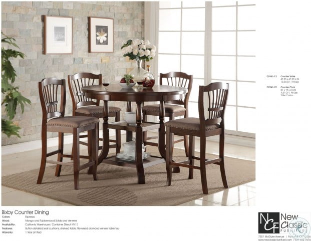 Bixby Espresso Round Counter Height, Espresso Round Dining Table And Chairs