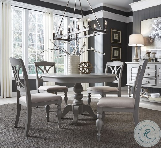 Summer House Dove Grey Extendable Round, White Extendable Round Dining Room Table
