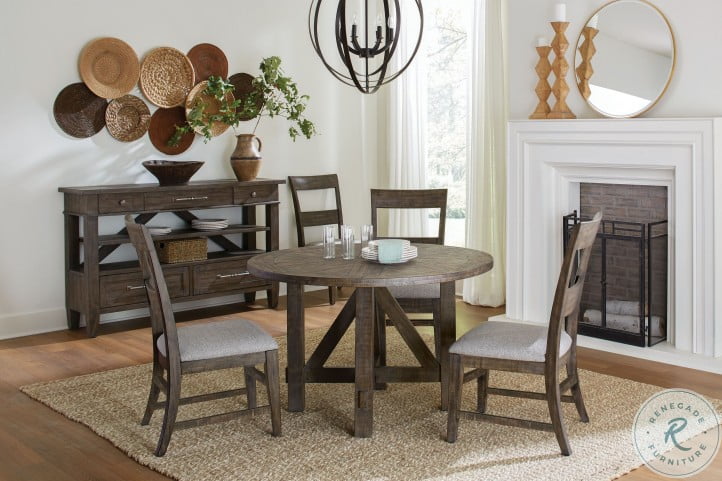Bradford Rustic Coffee Round Dining, Rustic Round Dining Table Set For 6