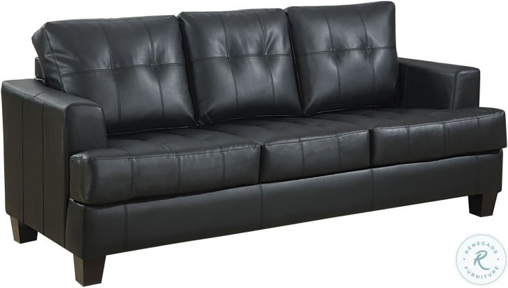 Samuel Black Leather Living Room Set, Denley Leather Sofa Reviews