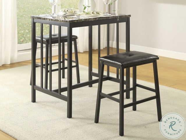Faux Marble Counter Height Dining Set, Callie 3 Pack Bar Stools