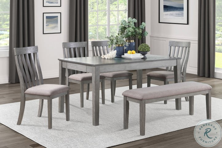 Armhurst Wire Brush Dark Gray And Light, Grey Dining Room Table With Chairs