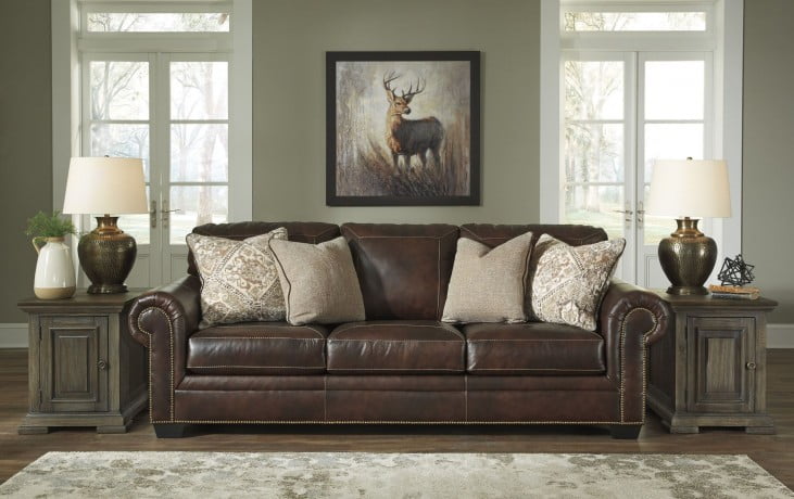 Roleson Walnut Leather Sofa, Roleson 2 Piece Leather Sectional