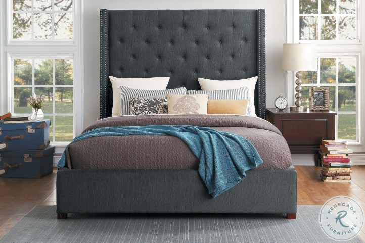 Fairborn Dark Gray Full Upholstered, Olney Storage Platform Bed Full