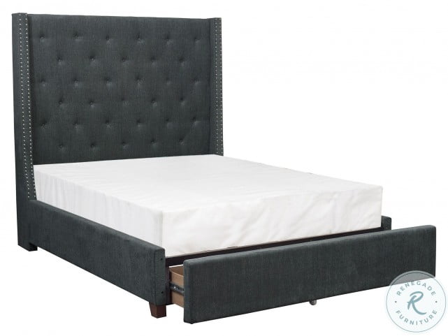 Fairborn Dark Gray Cal King, California King Upholstered Storage Platform Bed
