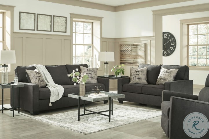 Lucina Charcoal Living Room Set, Charcoal Living Room Sets