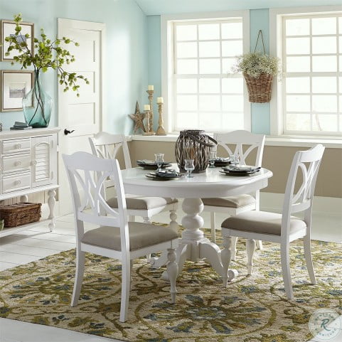 Summer House Oyster White Antique Round, White Extendable Round Dining Room Table