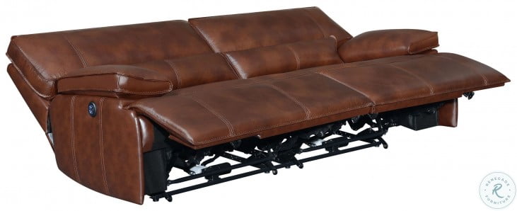 Southwick Saddle Brown Power Leather, Saddle Brown Leather Recliner Sofa