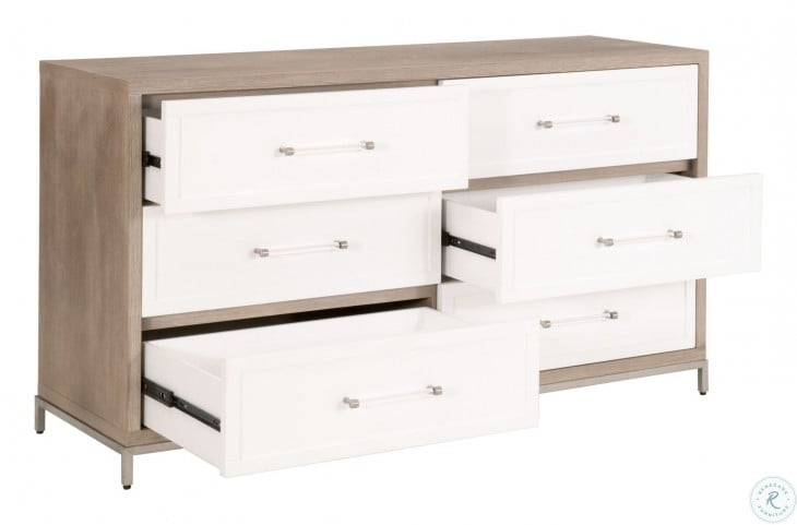 Traditions Wrenn Natural Gray 6 Drawer, Double Dresser Natural Wood