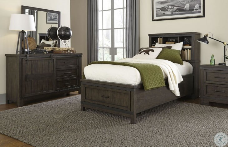 Thornwood Hills Rock Beaten Gray Full, Bookcase Bed Living Spaces