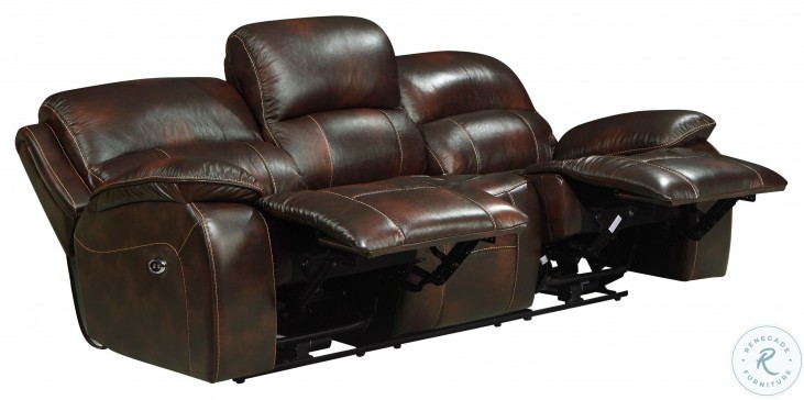 Mahala Brown Power Double Reclining, Barrington Leather Sofa With 2 Power Recliners