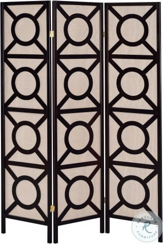 900090 for sale online Coaster Circle Pattern Folding Screen in Cappuccino