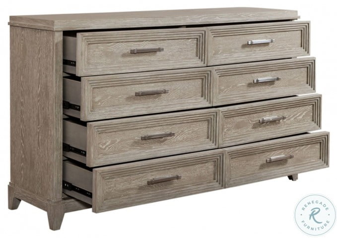 Belmar Washed Taupe And Silver, Belmar 7 Drawer Weathered White Dresser