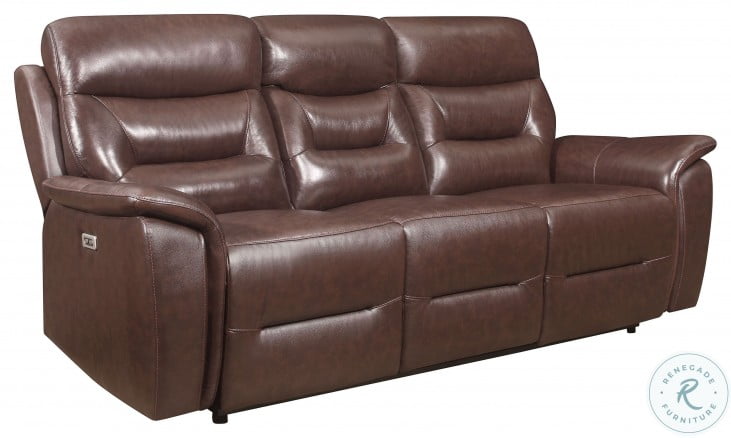 Armando Brown Leather Double Power, Barrington Leather Power Recliner Sofa