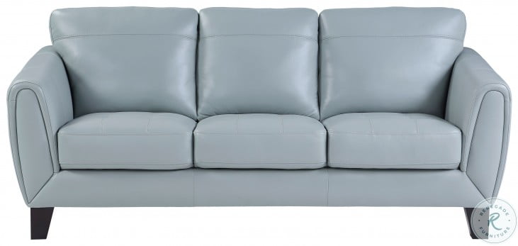 Spivey Aqua Leather Sofa, Rooms To Go Blue Leather Sofas