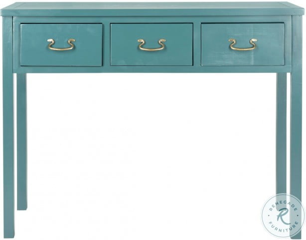 Cindy Teal Storage Drawer Console Table, Teal Console Table With Storage And
