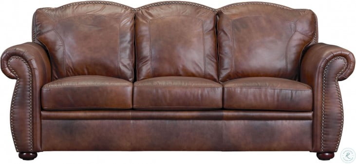 Arizona Marco Leather Sofa, Brown Leather Camelback Sofa