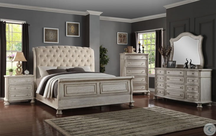 Barton Creek Off White Upholstered, White Bedroom Set With Padded Headboard