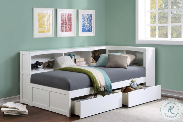 Galen White Youth Bookcase Corner, Youth Bookcase Bedroom Furniture