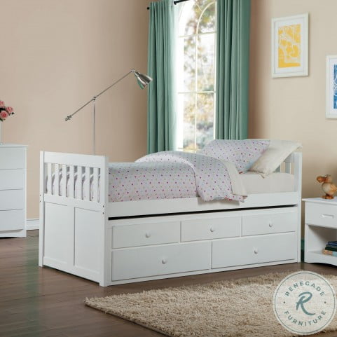 Galen White Twin Panel Storage Trundle, White Twin Trundle Bed With Drawers