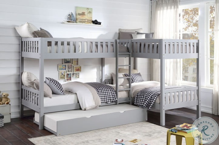 Orion Gray Twin Corner Bunk Bed With, Bunk Bed With Pull Out Philippines
