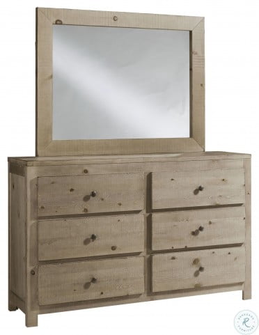 Wheaton Natural Drawer Dresser And, Distressed Wood Dresser Mirror