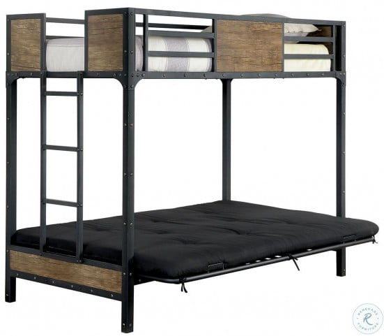 Clapton Twin Loft Bed With Futon Base, Furniture Of America Jown Industrial Black Twin Metal Loft Bed