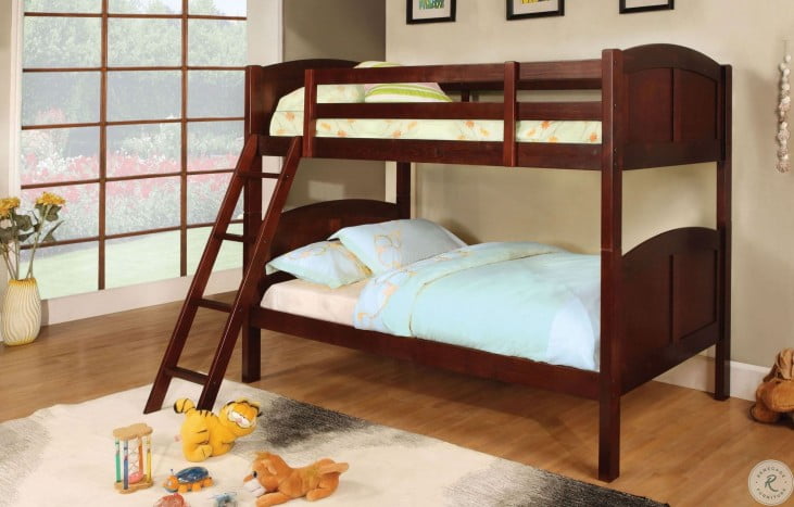 Rexford Solid Wood Cherry Twin Over, Cherry Bunk Beds Twin Over