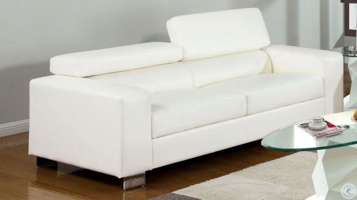 Makri White Bonded Leather Match Sofa, White Bonded Leather Sofa Chair