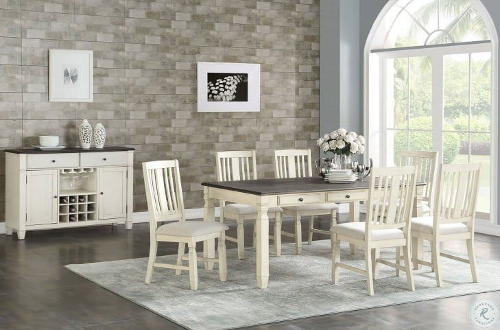 Homeplace Dark Oak And White Dining, White Laminate Dining Room Table And Chairs