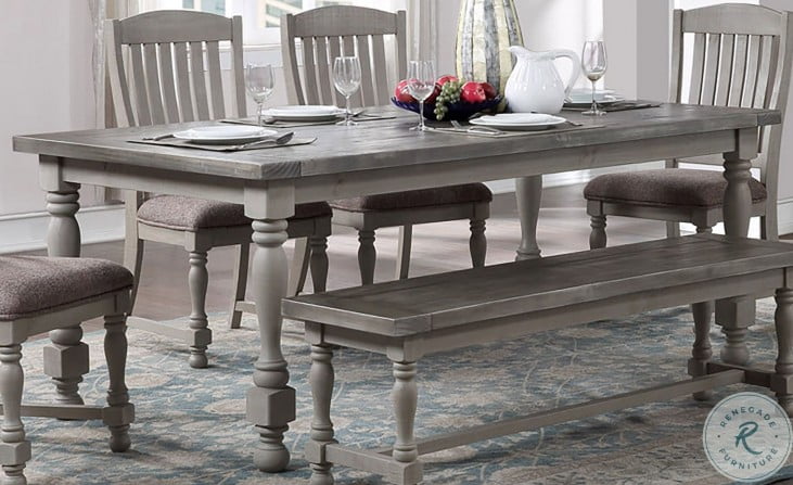 Lorraine Distressed Gray Rectangular, Distressed Gray Kitchen Table Set