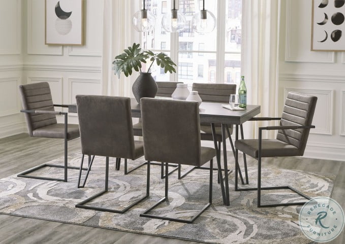 Strumford Charcoal And Black, Charcoal Gray Dining Room Set
