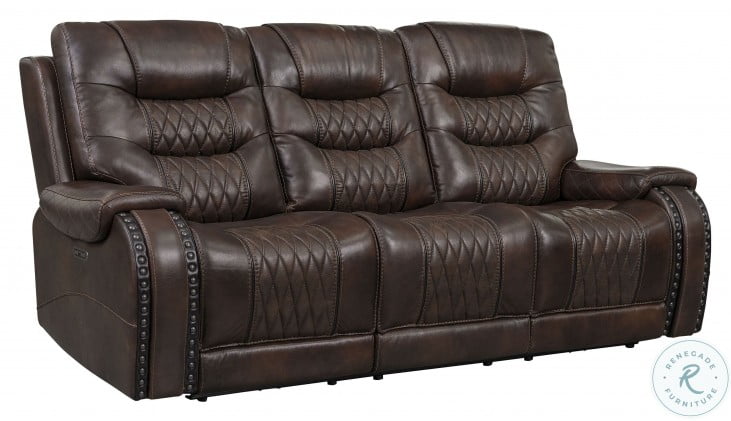 A889d 405 1749 Brown Leather And Fabric, Pulaski Leather Power Reclining Sofa