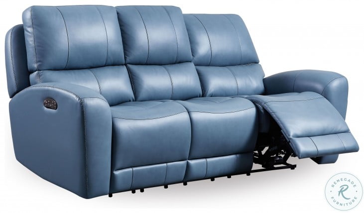 Bel Air Dual Power Reclining Sofa, Navy Leather Recliner Couch