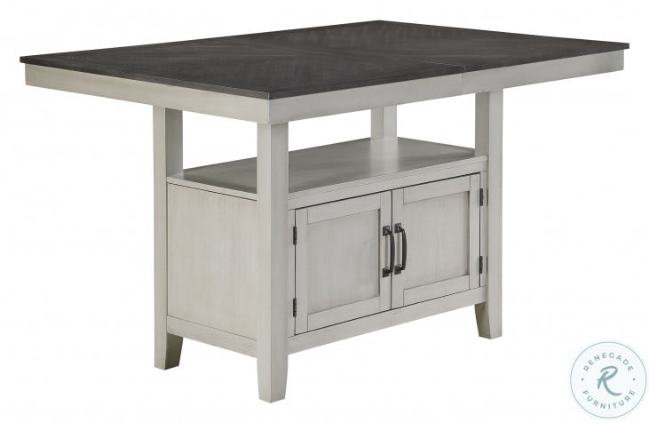 Hyland Two Tone Stone Gray And Charcoal, Counter Height Extendable Dining Table With Storage