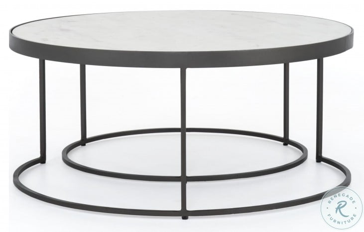 Rockwell Polished White Marble And, Four Hands Evelyn Round Nesting Coffee Table