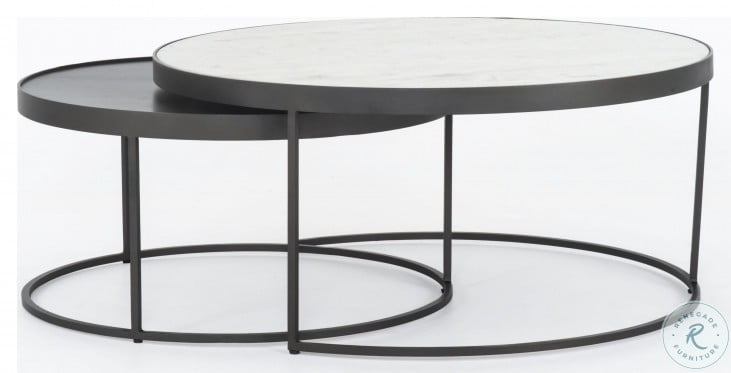 Rockwell Polished White Marble And, Four Hands Evelyn Round Nesting Coffee Table