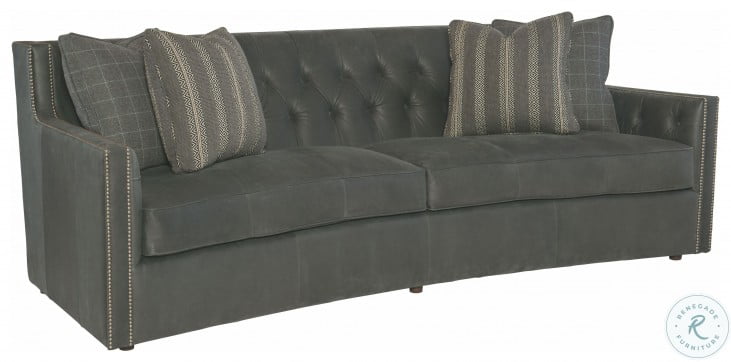 Candace Gray Leather Sofa From, Bernhardt Tarleton Leather Sofa