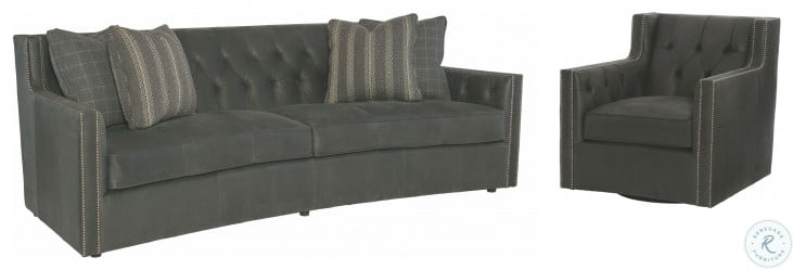 Candace Gray Leather Swivel Chair From, Bernhardt Apollo Leather Sofa