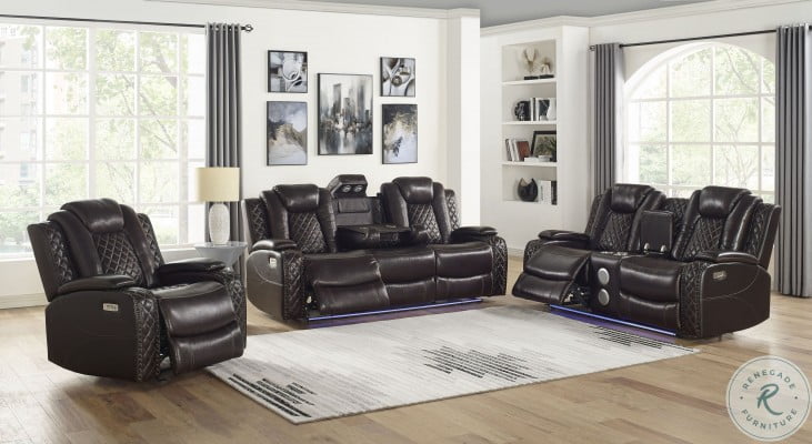 Joshua Dark Brown Leather Dual, Dual Recliner Leather Sofa