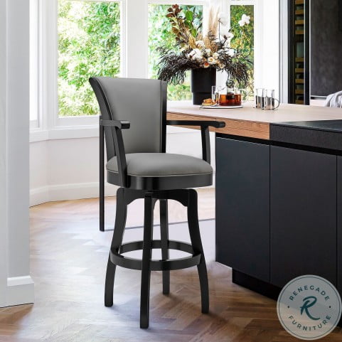 Raleigh Grey Arm 26 Swivel Counter, Counter Height Stools Swivel With Arms