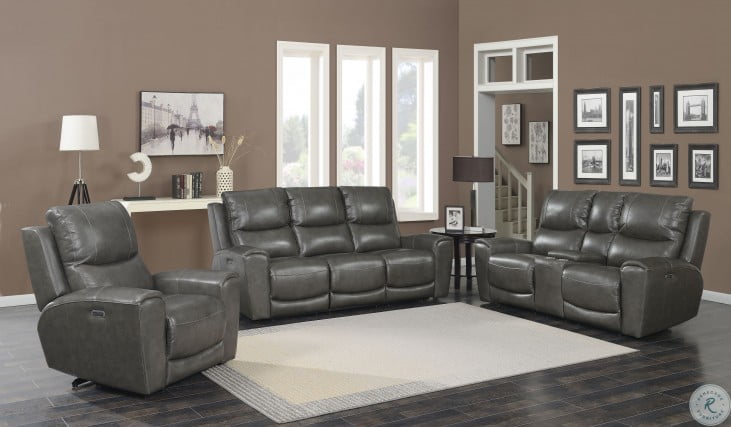 Laurel Grey Power Reclining Living Room Set | HomeGalleryStores.com |  LL950SG