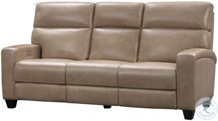 Marcello Elliot Taupe Power Reclining, Marcello Leather Sofa