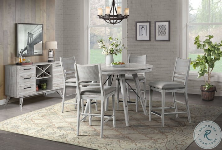Modern Rustic Weathered White 52 Round, Modern Rustic Counter Height Dining Table