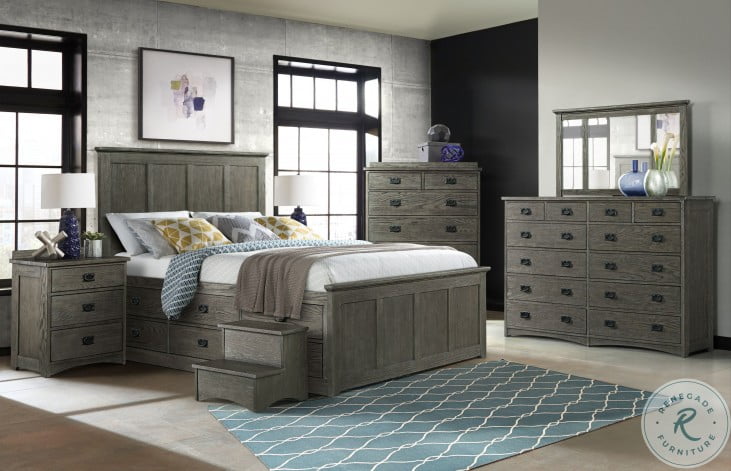 Oak Park Brushed Pewter Two Sided 12, King Size Captains Bed With 12 Drawers